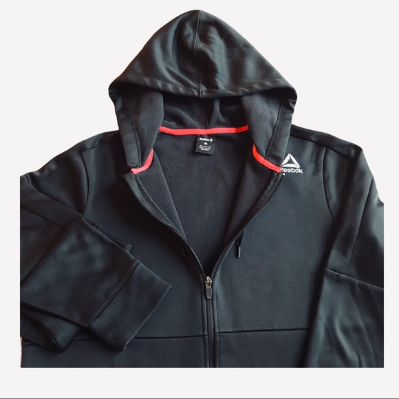 Reebok Sweatshirt Full Zip Black Hoodie Men’s Med - Picture 8 of 13